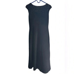 Vintage 90’s Velvet Sleeveless Beaded Maxi Sark Magic Dress, Fairy Black Sz 10